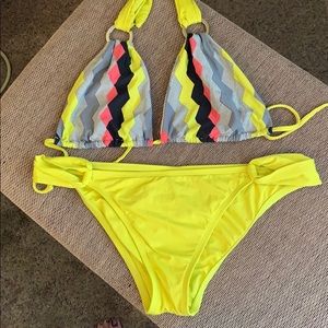 L*space neon yellow chevron bikini